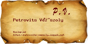 Petrovits Vászoly névjegykártya